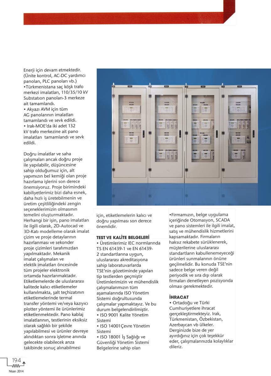 Kaynak Elektrik Pano Dergisi Röportaj | NİSAN 2014 - 3